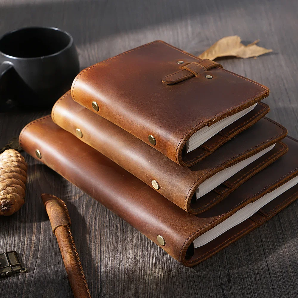 Genuine Leather Notebook A5 Size Rings Planner Diary Travel Journal Planner Sketchbook Agenda School Gift