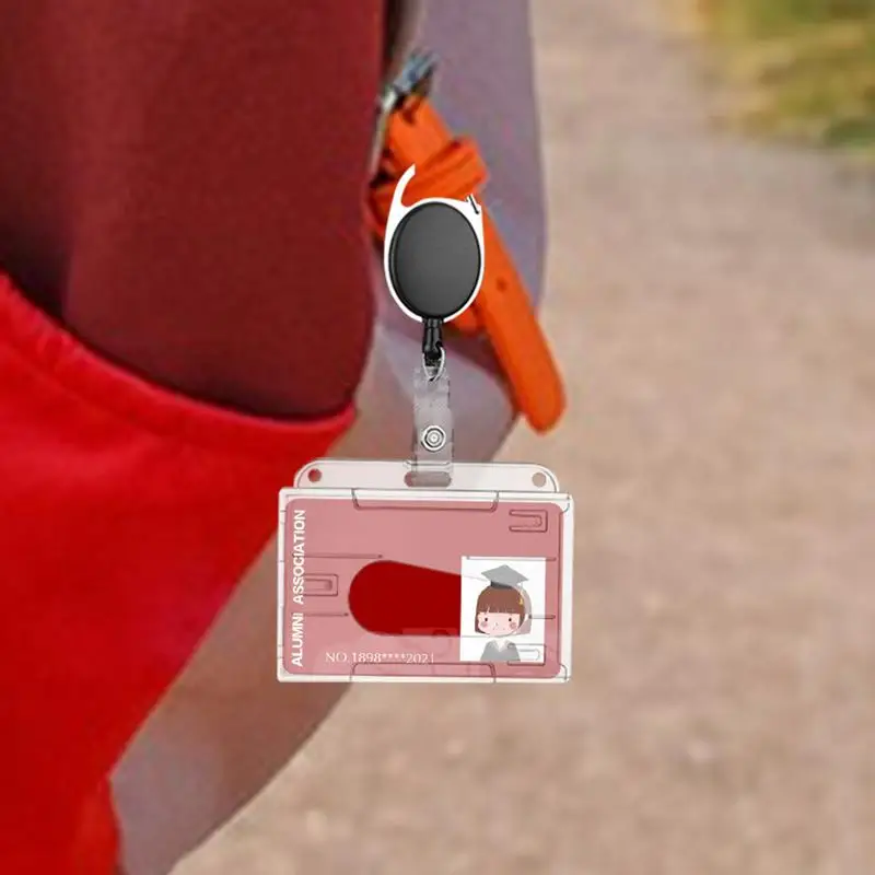 1pc 투명 하드 플라스틱 카드 홀더 양면 엄지 푸시 카드 수직 Id 작업 문서 홀더 버스 카드 은행 카드 홀더