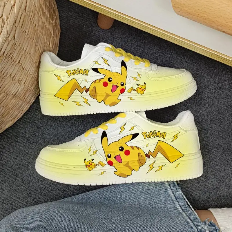 Kawaii Pokemon buty Anime rysunek Pikachu damskie buty odkryte trampki 20223 nowe kreskówki na co dzień oddychające buty na deskorolkę 35-44