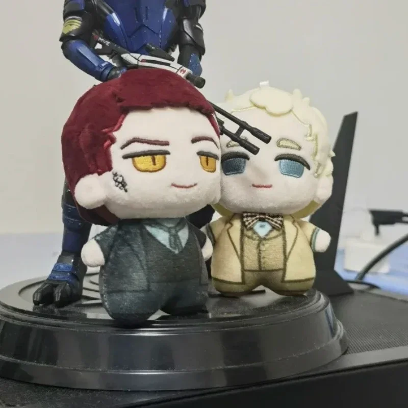 Good Omens TV Drama Fan Merch 10cm Cotton Doll Keychain Aziraphale Crowley Attribute Plush Figure Birthday Holiday Gift for Fans