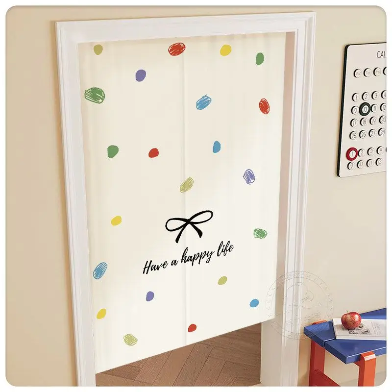 VIKAMA Colorful Heart Pattern Noren Split Door Curtain Room Divider Privacy Curtain for Kids Room Bedroom Sweet Home Decor