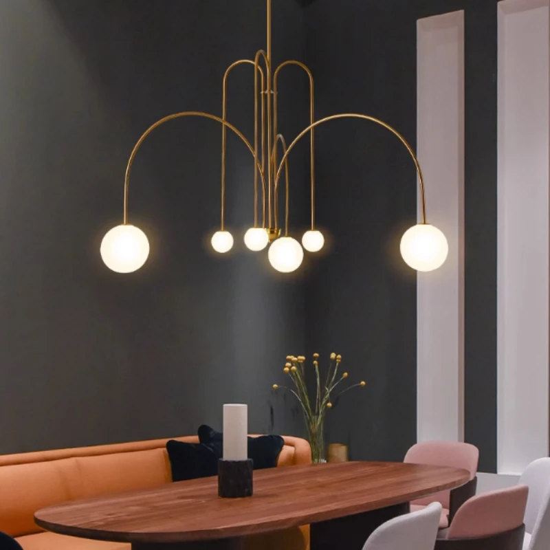 Nordic Black Gold Red Minimalist Pendant Light Modern Living Room Restaurant Lamp Cafe Clothing Store Magic Bean Art Chandelier