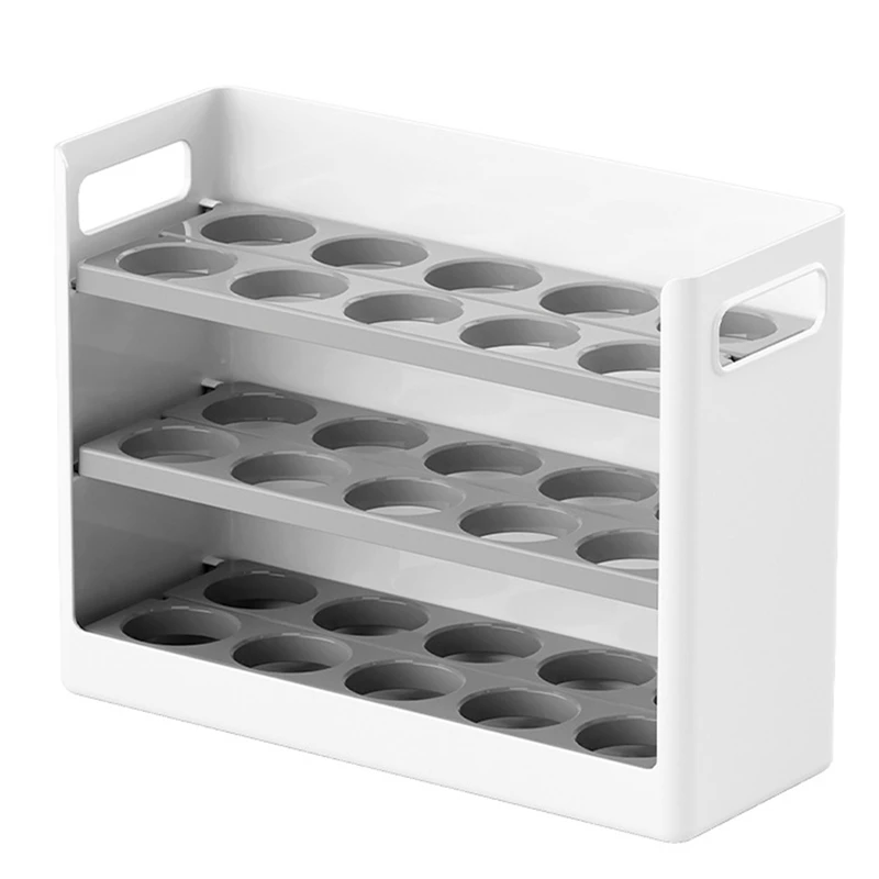 DT39 Foldable Egg Storage Box for Refrigerator Side Door 30 Egg Dispenser Organizer Fridge Holder