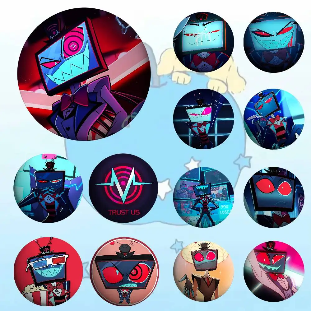 Anime-Hazbin Vox H-HotelS TrustS Cute Badge Pins For Friend, Backpack, Clothing, Collectible Accessories, Jewelry Gift