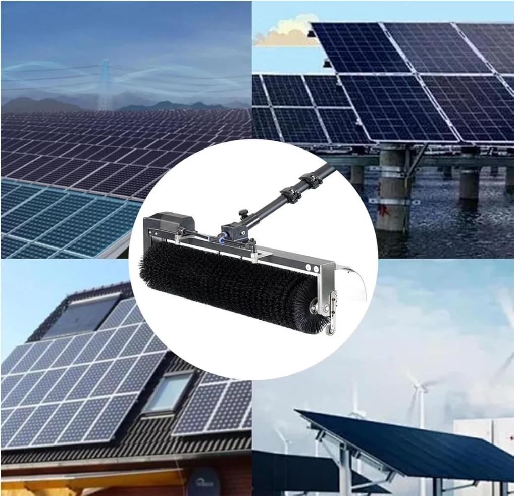 Automatic Water-fueled Telescopic Photovoltaic Cleaning Brush Featuring a Carbon Fiber Head, Used for Cleaning Car windows