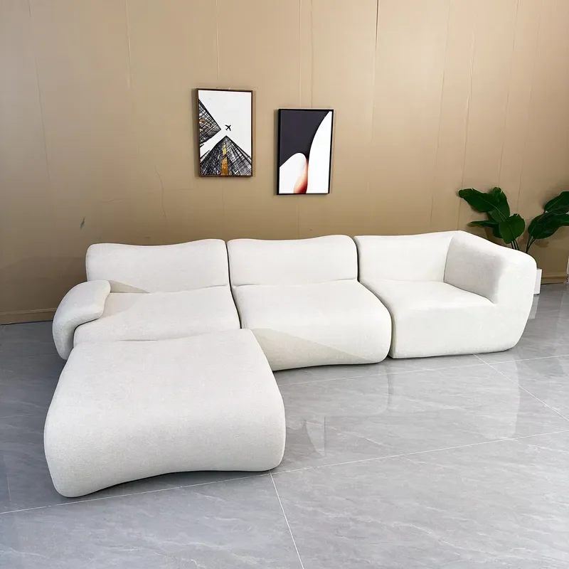 Modern Tufted Sponge Filled L-Shape Sectional Sofa Bed with Reclining Features Modular Compression System for Apartment Use