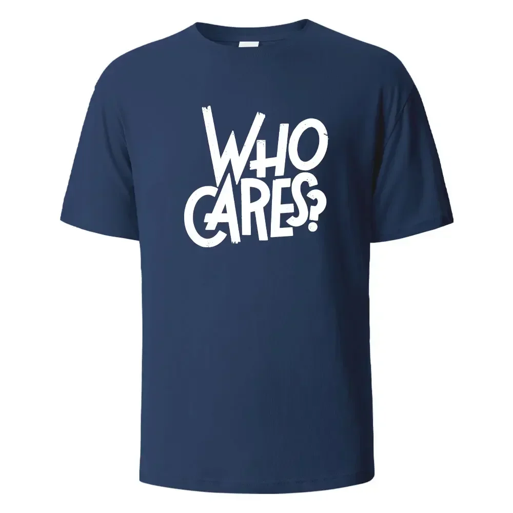 Who Cares Print T-Shirt Summer Tees For Men Women Kids 100% Cotton O-neck Oversize Casual Short Sleeved Tops