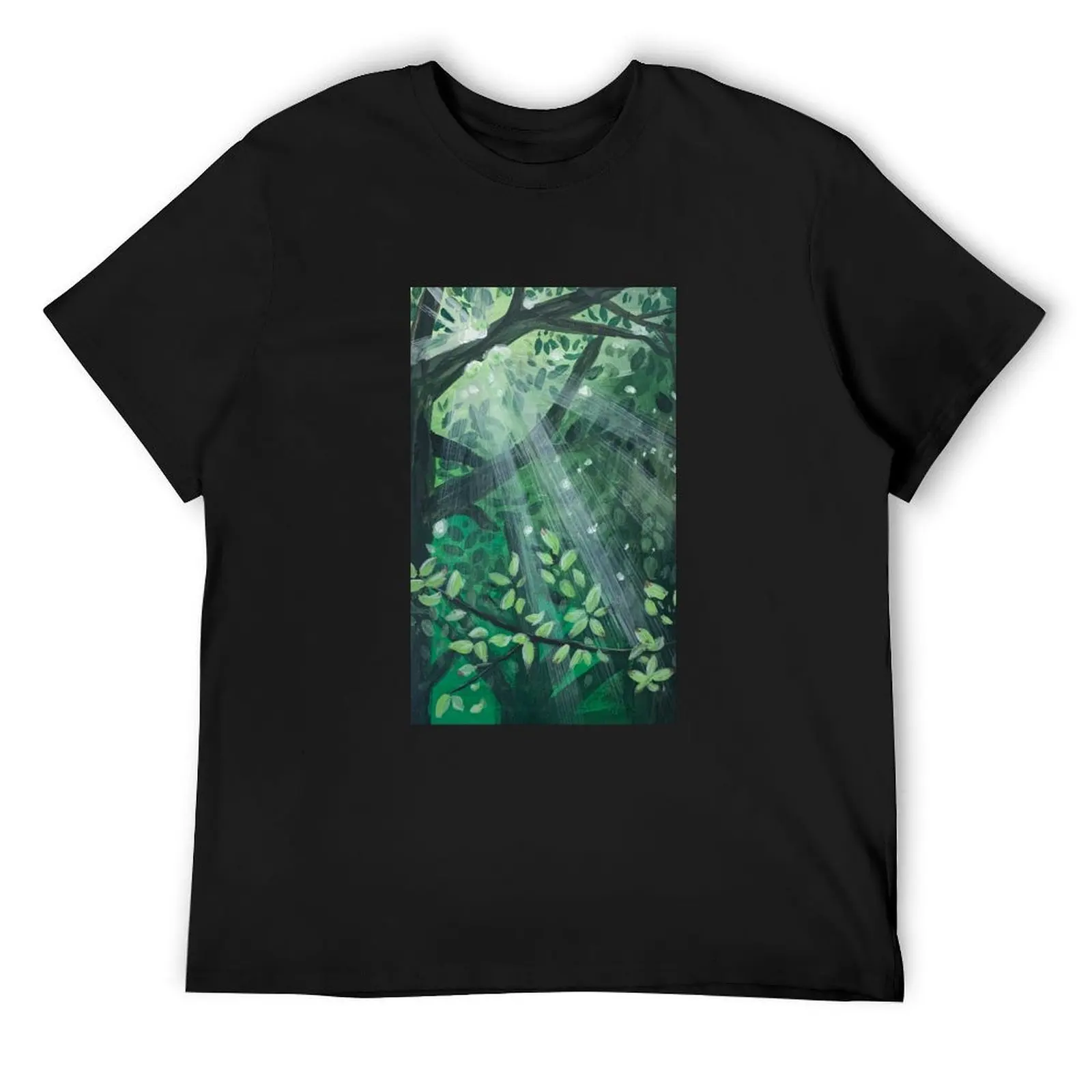 

Sunlight in the Forest Gouache T-Shirt quick drying blue archive plain men t shirts