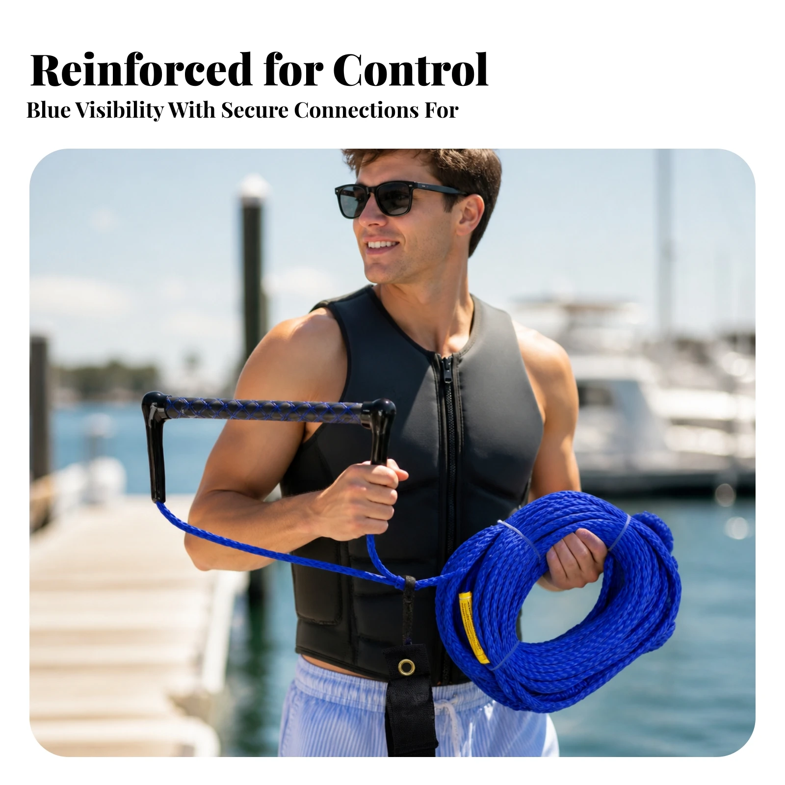Tow Rope with EVA Handle Reliable 23 M Wakeboarding Tow Rope with Textured Grip Handle Heavy Duty Long for Board Surfing