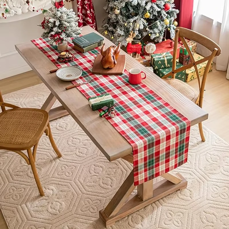 Christmas Gold Wire Checkered Table Runner | Elegant Tablecloth for Parties, Banquets, Restaurants & Kitchens