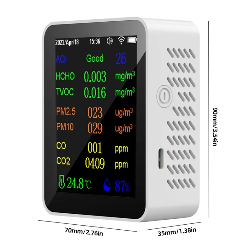 Mejores OFERTAS Monitor de CO2 Monitor de calidad del aire plástico 12 en 1 con visualización de hora/fecha WIFI PM2.5 PM10 CO CO2 TVOC HCHO AQI Tester, Bl