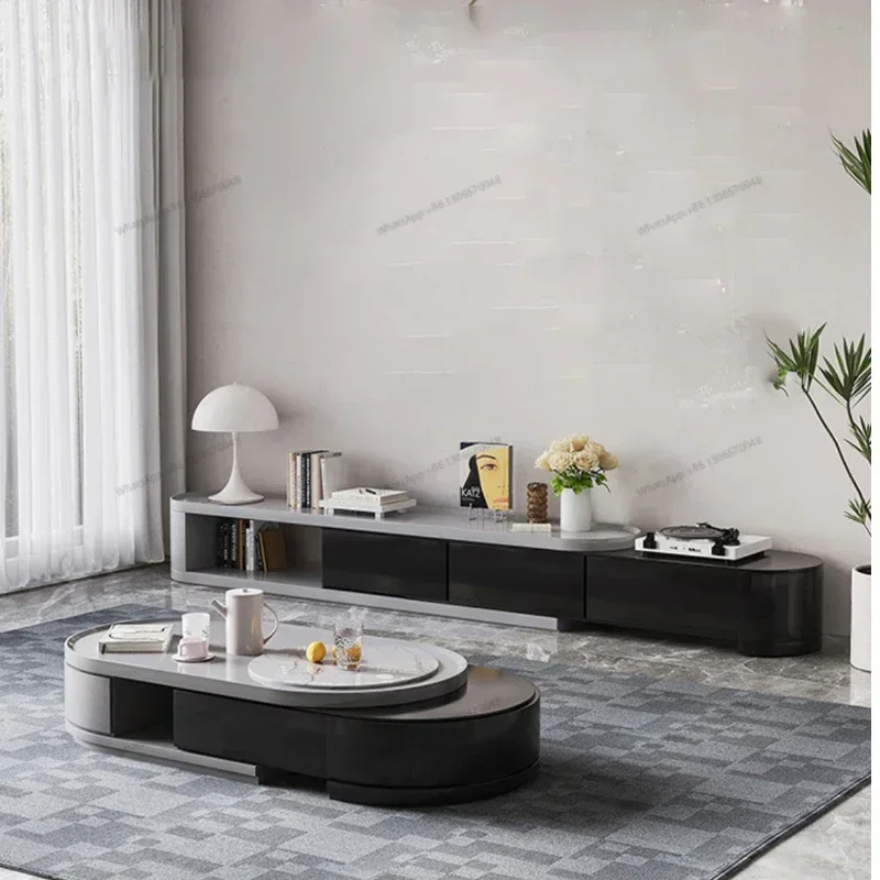 Light Luxury Rock Plate Tea Table, TV Cabinet Combination, Small Unit, Simple and Internet Popular Creative Sense Tea Table, Liv