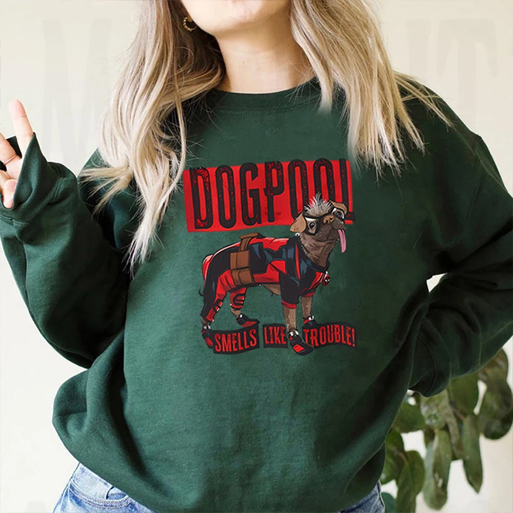 Dogpool Sweatshirt Funny Dog Superhero Shirt Dead Pool and Wolverine Hoodie Wade and Logan Jumper Dog Lover Crewneck Sweatshirts