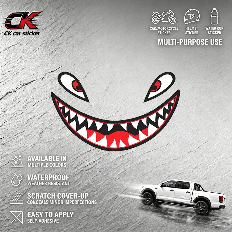 Cool Monster Smile Car Sticker Motorcycle Decal Graffiti Biker VinylWaterproof for Car Motorcycle Laptop Auto Body Decoration