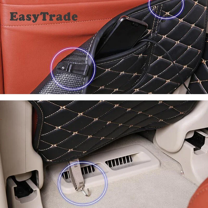 For Nissan Patrol Y62 Armada 2015 2022 2023 Leather Car Seat Anti-Kick Mat Rear Row Seats Cover Back Protection Mats