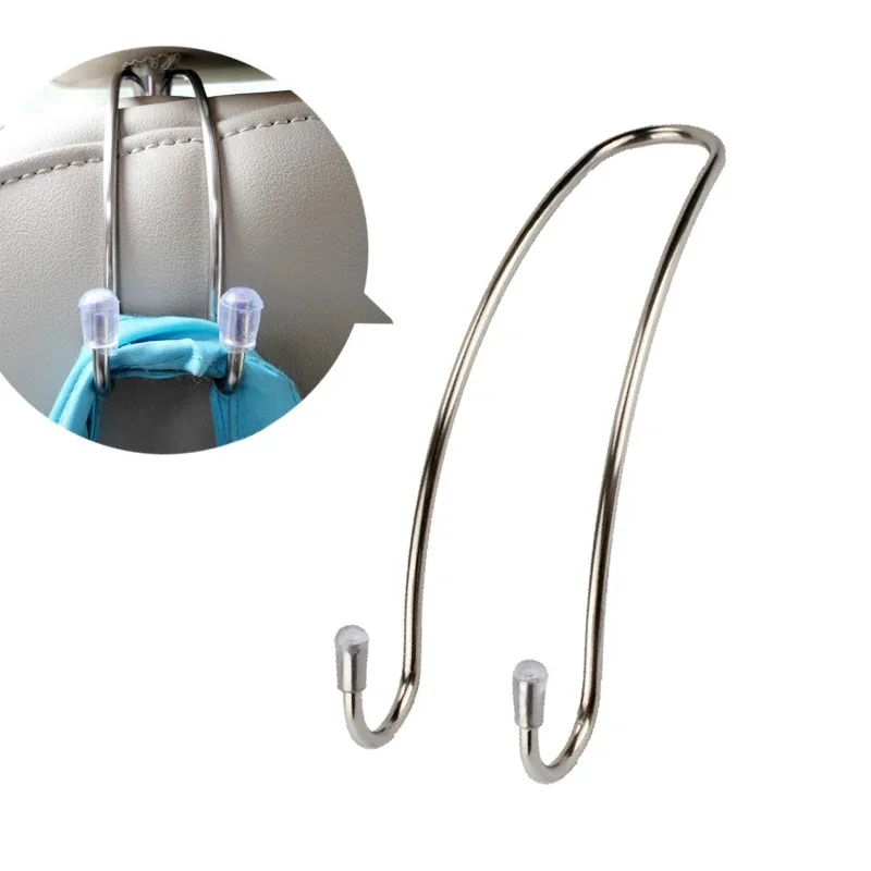 2pc/set Metal Car Seat Hook Auto Coat Purse Shopping Bag Hanger Organizer Stainless Steel Holder Multi-Functional Car Accessory view 2