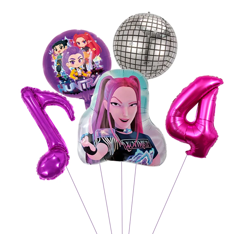 1 Set Kpop Music Theme Purple Balloon Gilrls Happy Birthday Party Decoration Kids Baby Shower Gifts Supplies - view 5