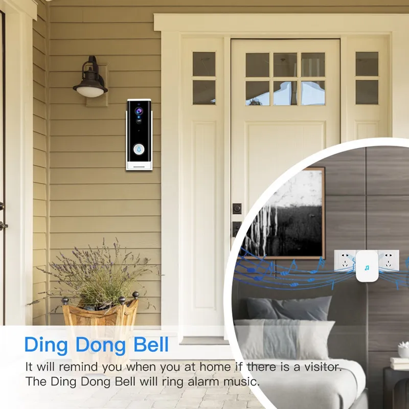 Outdoor TUYA Intelligent Wireless Doorbell WiFi High-definition Solar Monitor Waterproof Infrared Night Vision Video Door Bell