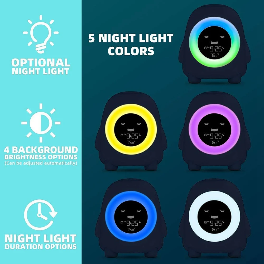 【Ship Within Kids Alarm Clock, Alarm Clock For Kids, Ready To Wake Up Sleep Trainer, Colorful Night Light, Nap Timer