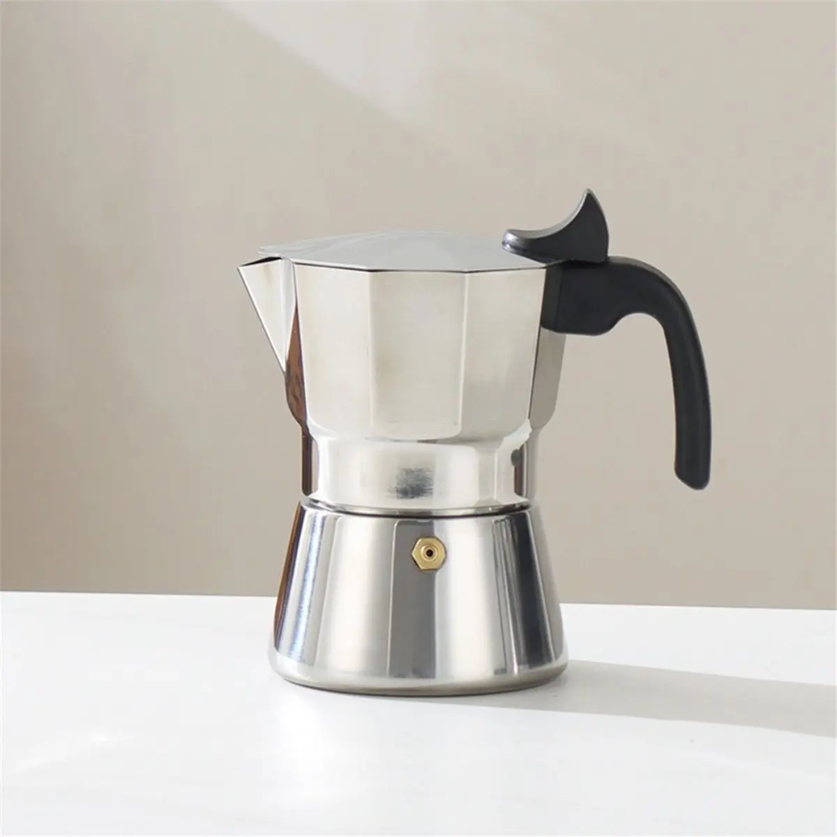 150/300ml Octagonal Mocha Pot, Shock-Resistant Mirror-Like Italian Coffee Maker Stainless Steel Stove Top Hand Brewing A