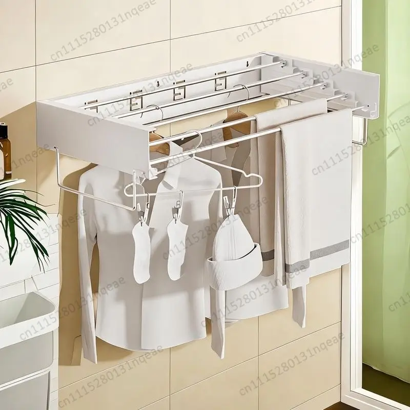 Outdoor wall hanging folding metal drying rack adjustable with hook balcony drying