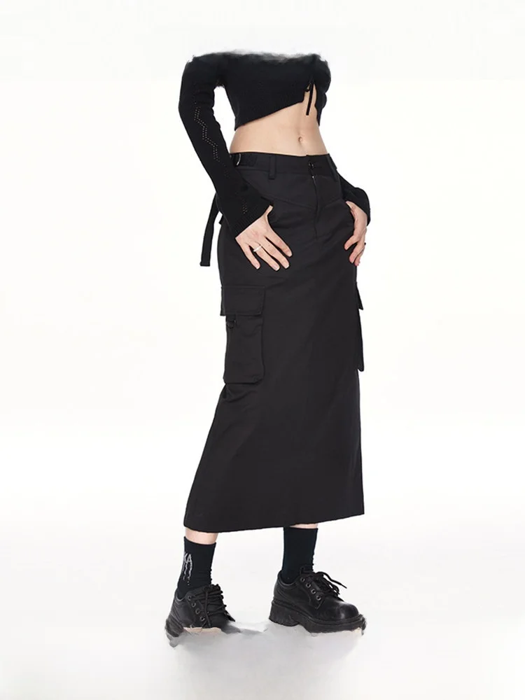 Black American Retro Work Skirt Women's Outdoor Half Skirt Berkeley Style A-Line  Skirt for Young Women City Commuting Ca...