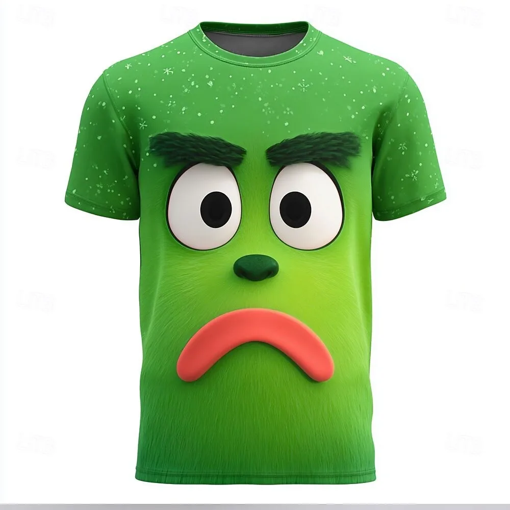 

Men's Vision 3D funny expression short sleeved T-shirt fashionable round neck shirt designer party daily holiday men's clothing