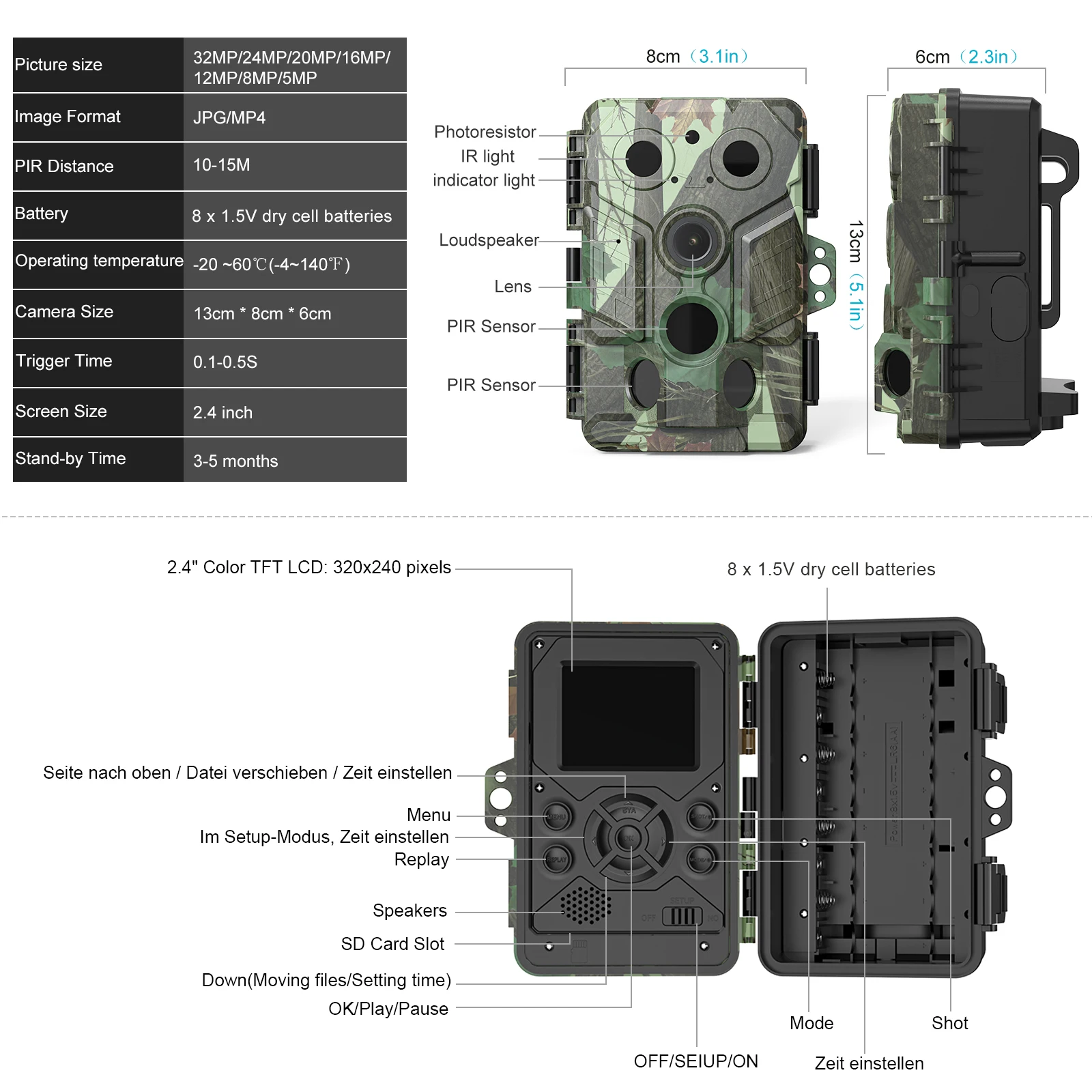 Hunting Trail Camera 32MP 1080P Infrared Night Vision Motion Activated Trigger Wifi security camera Outdoor  Wild Surveillance