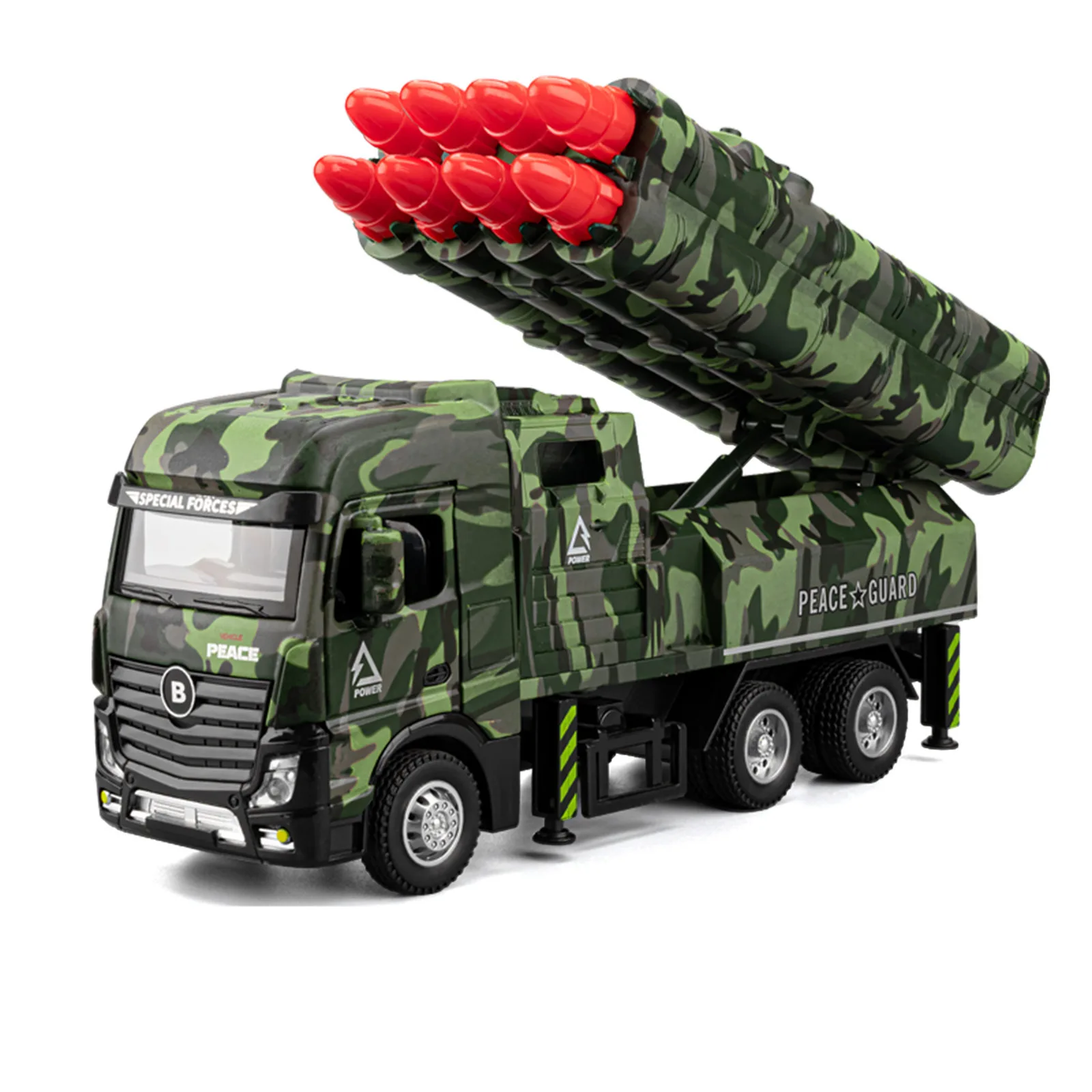 Alloy military eight missile vehicle sound and light feedback simulation armored vehicle car model boys and children's toy gifts