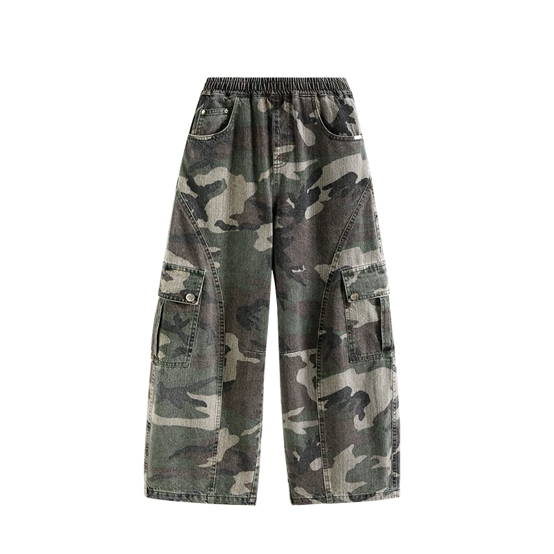 Child Spring Autumn y2k Camouflage Cargo Pants for Boys Girls Casual Straight Fit Military Camo Trousers Kids Outdoor Trackpants