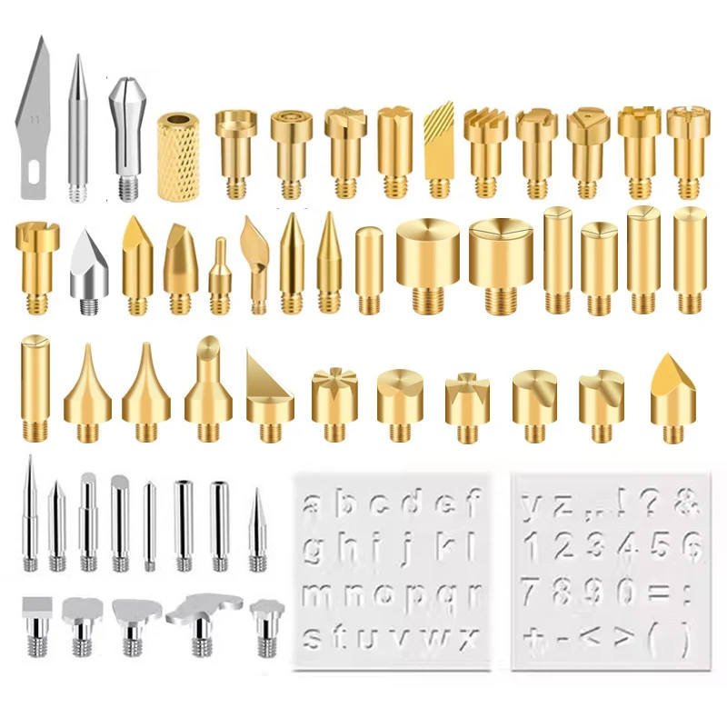 TS100 TS101 Pine64 Heater Carving Art Pen with Brass Tips 53PCS Pyrography Kit Soldering Iron Wood Burning Marking Carving Tool