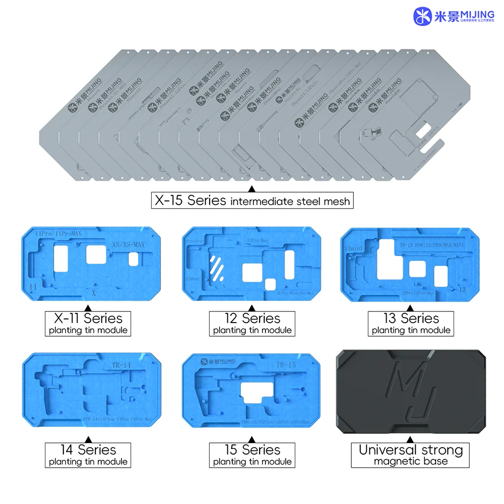 Mijing Z20Pro 24 in 1แพลตฟอร์มลายฉลุ BGA reballing สำหรับ iPhone X-15 PRO MAX เมนบอร์ดชั้นกลางปลูกดีบุกแม่แบบ