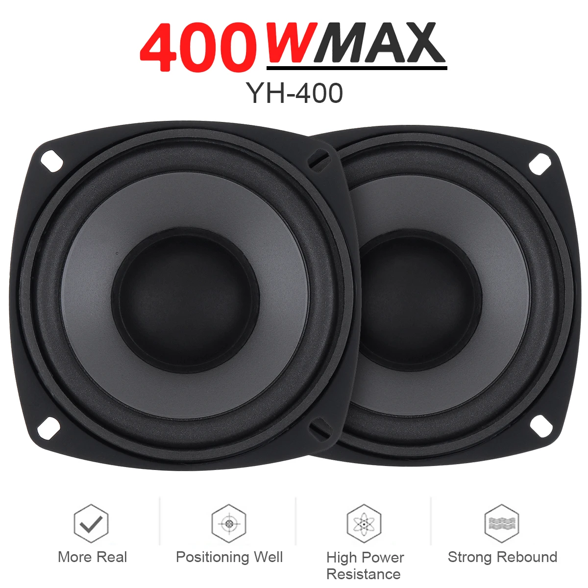 1iece 4 Inch 400W 2 Way Car HiFi Coaxial Speaker Vehicle Door Auto Audio Music Stereo Subwoofer Full Range Frequency Speaker 