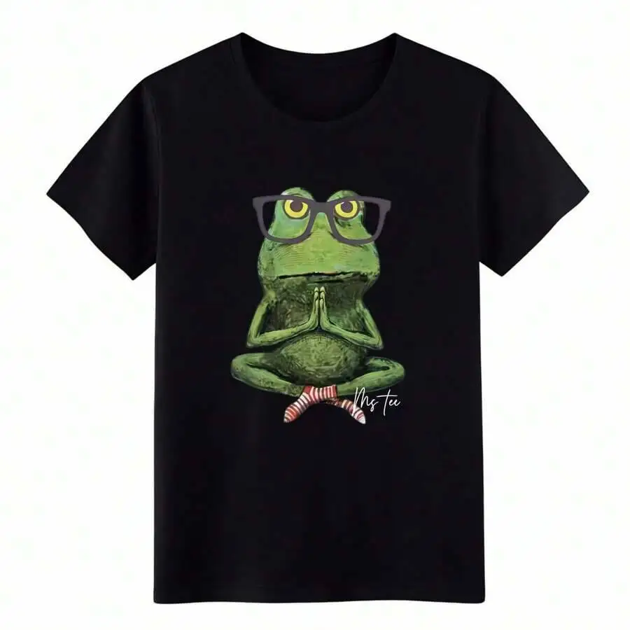 Cartoon Yoga Frog Soft Vintage T-Shirt,Funny Animal Graphic Tee 100% Cotton Trendy Y2K Short-Sleeve Tee-Soft, Quick-Drying,