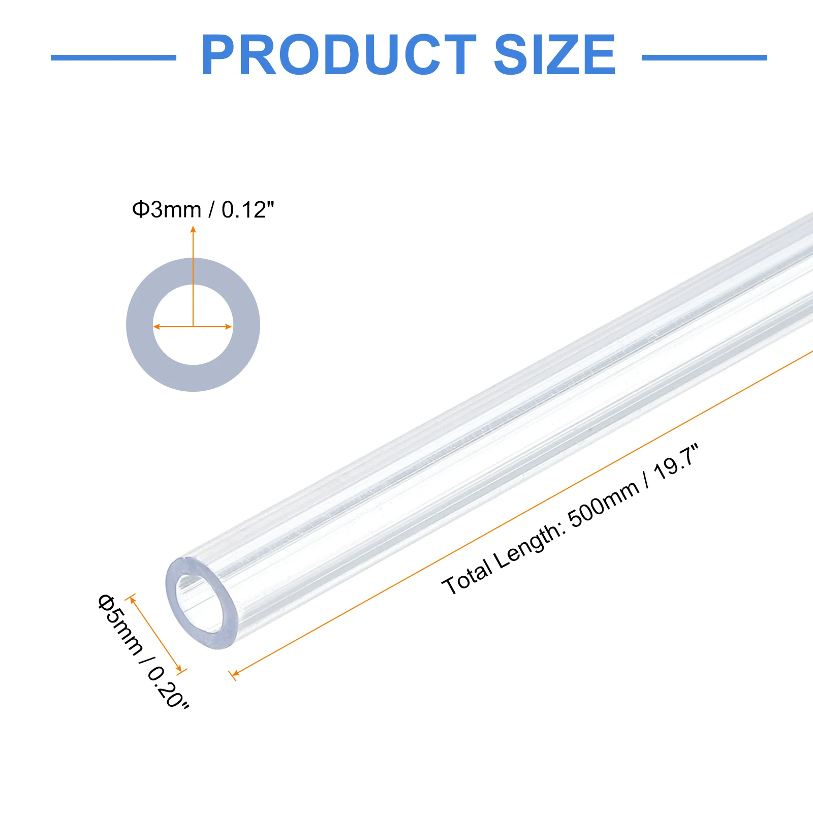 10Pc 0.5m Polycarbonate PC Pipe Clear Plastic Rigid Tubing Round Hard Tube for Aquarium Water Pipe Water Cooling System Plumbing