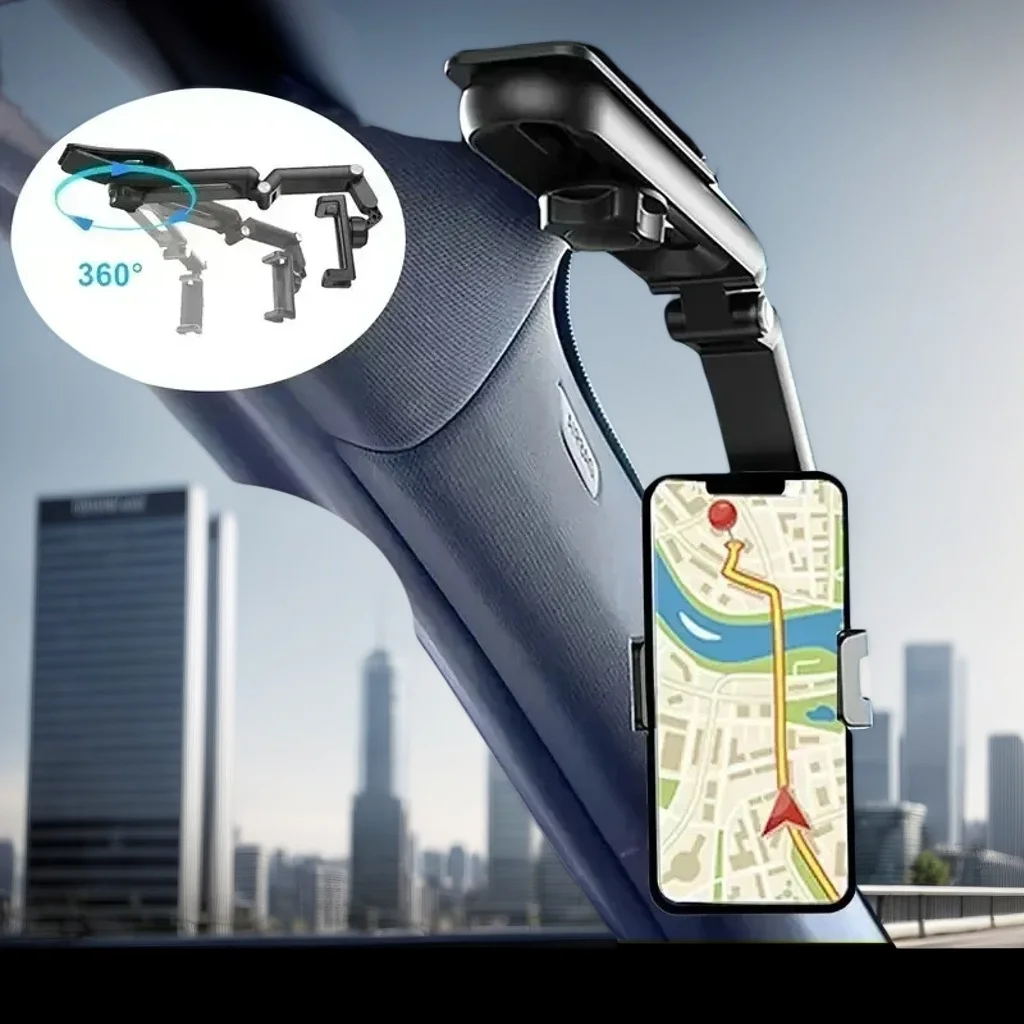 

720° Rotating Universal Car Phone Holder – Rotating Sun Visor Mount with Clip for GPS, Navigation & Mobile Phones in Car