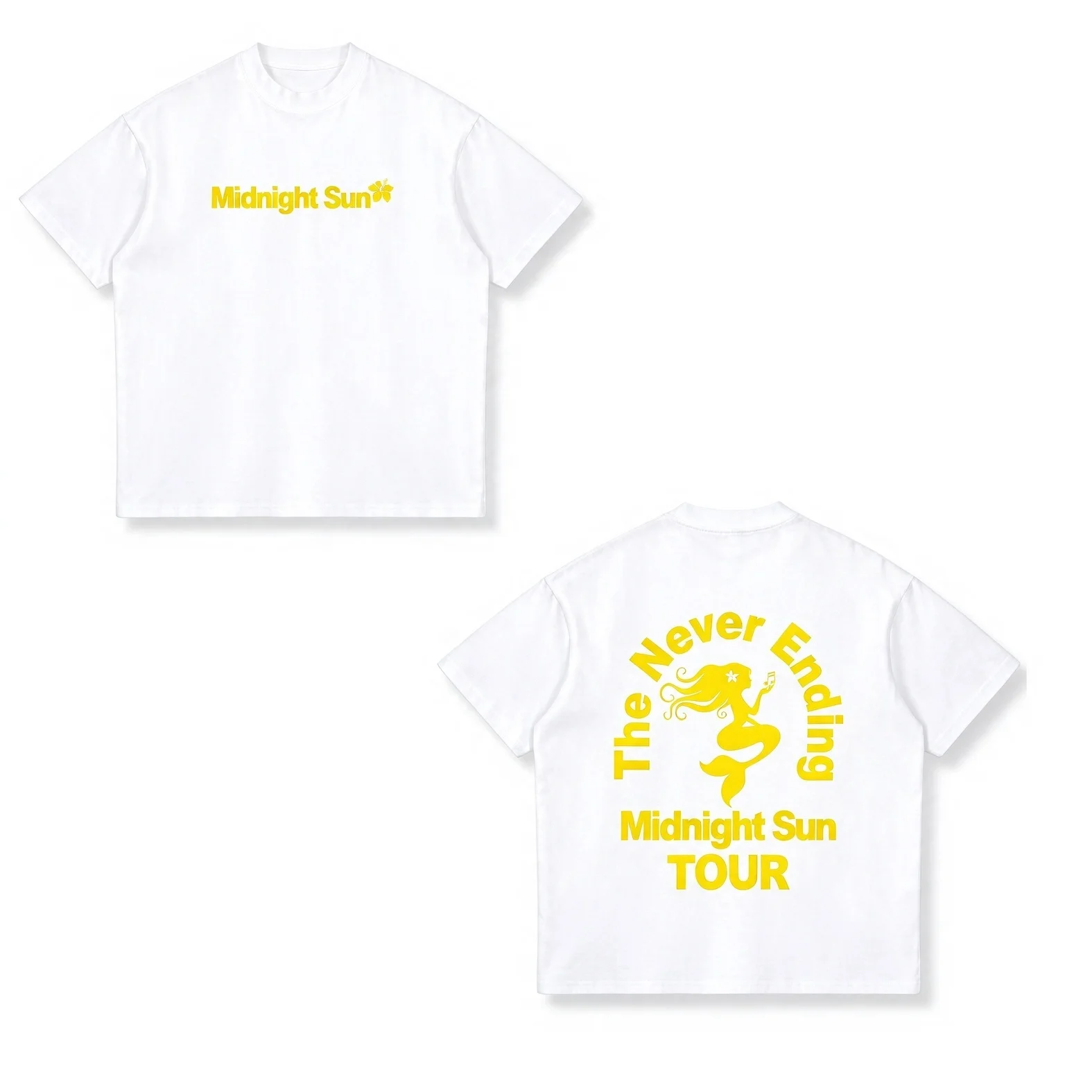 Midnight Sun Never Ending Mermaid Tour Graphic Tee T Shirt Men's Women's Unisex Cotton Retro Edgy Cool Oversize Short Sleeve Top