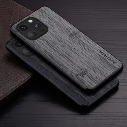 Hoesje Voor Iphone 15 14 13 12 11 Pro Max Plus Mini 5G Bamboe Houten Patroon Lederen Hoes Luxe Coque Voor Iphone 15 Pro Max Hoesje