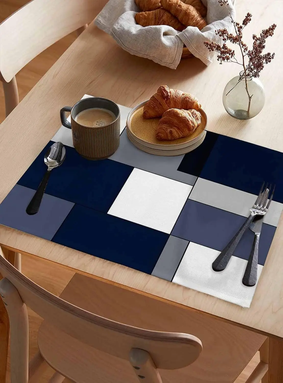 

Сине-белые художественные лоскутные коврики для стола для кухонного стола, обеденный декор, моющиеся кухонные салфетки, обеденный стол, товары для вечеринок