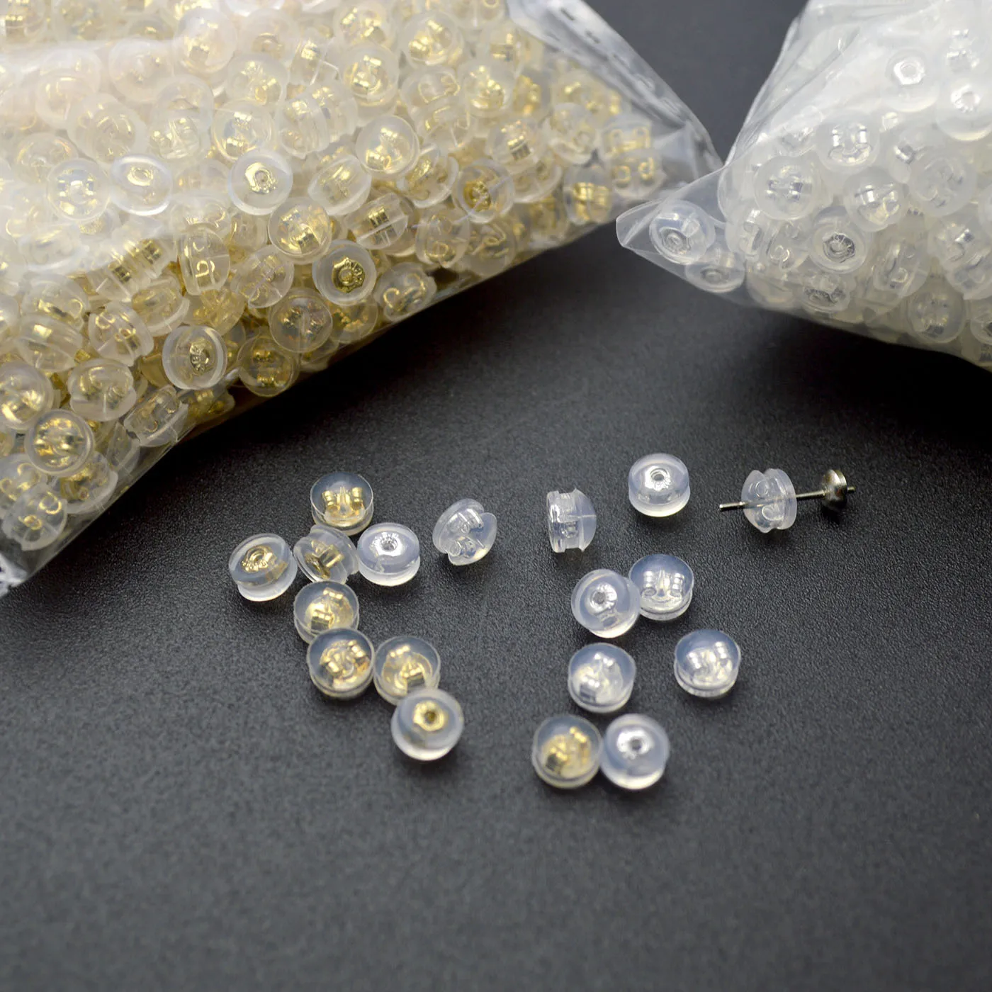 Wholesale High Quality Metal Inside Rubber Plastic Earring Back Ear Stud Earplug Jewelry Findings Part