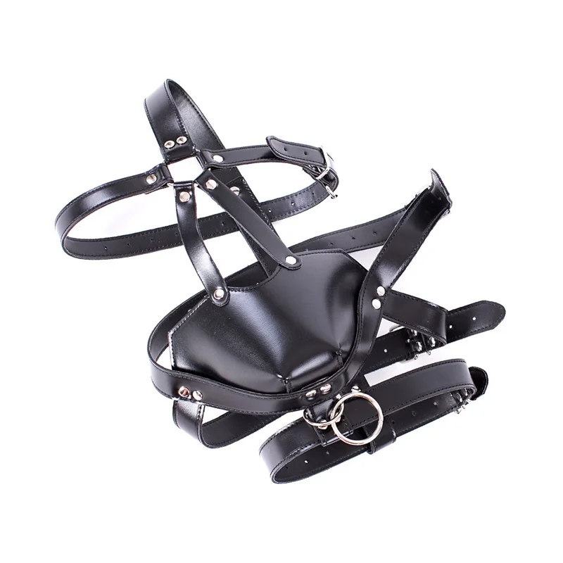 Erwachsene Halloween Party Cosplay Spiele Aushöhlen Kapuze von Sexy Leder Harness Maske Fetisch Verband Kopf Maske Kapuze für Männer Gesichtsmaske