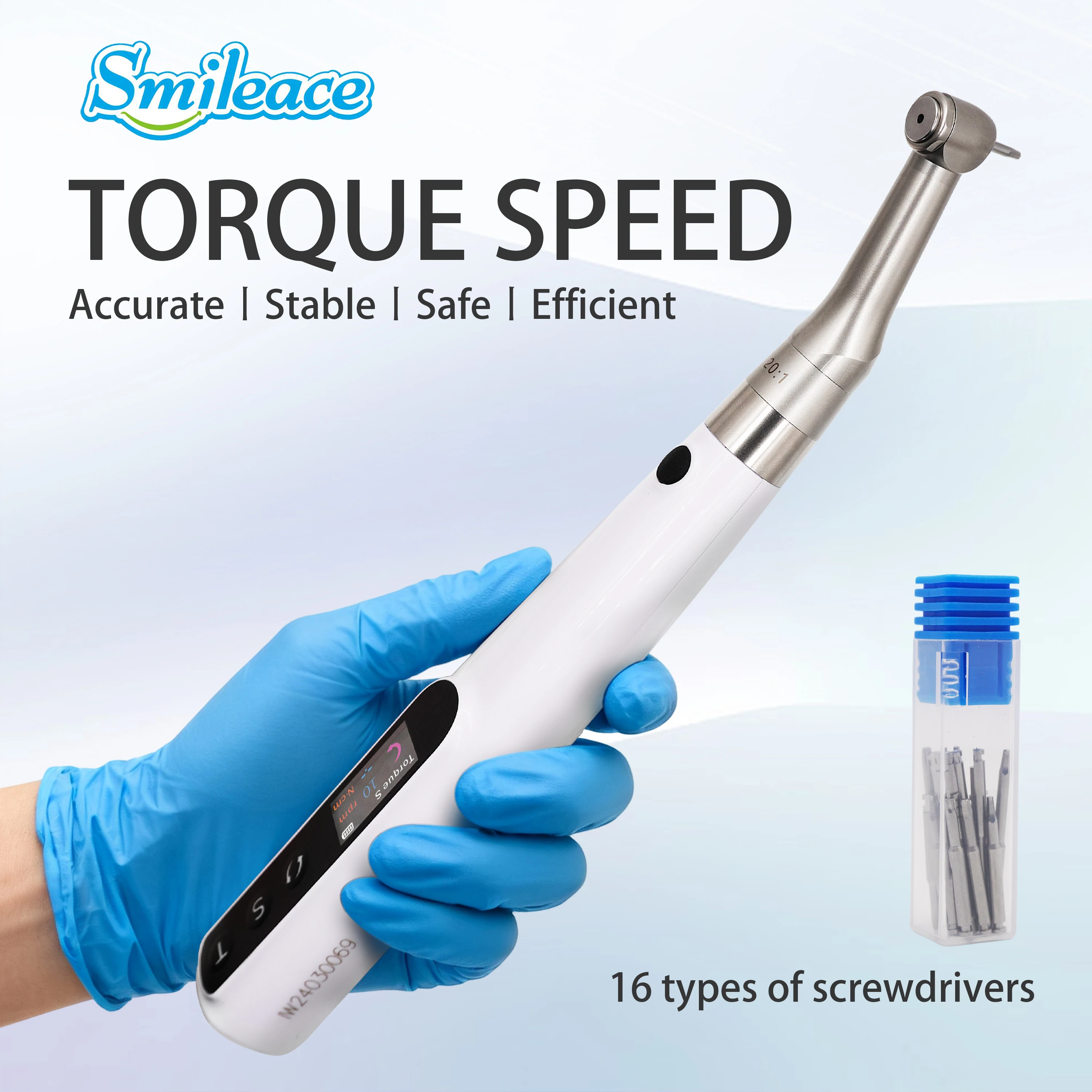 

Portable Dental Implant Torque Electric Wrench Torque Driver 360° Rotated 50Ncm 50rpm with 16Pcs Screws Dentistry Repair Tools