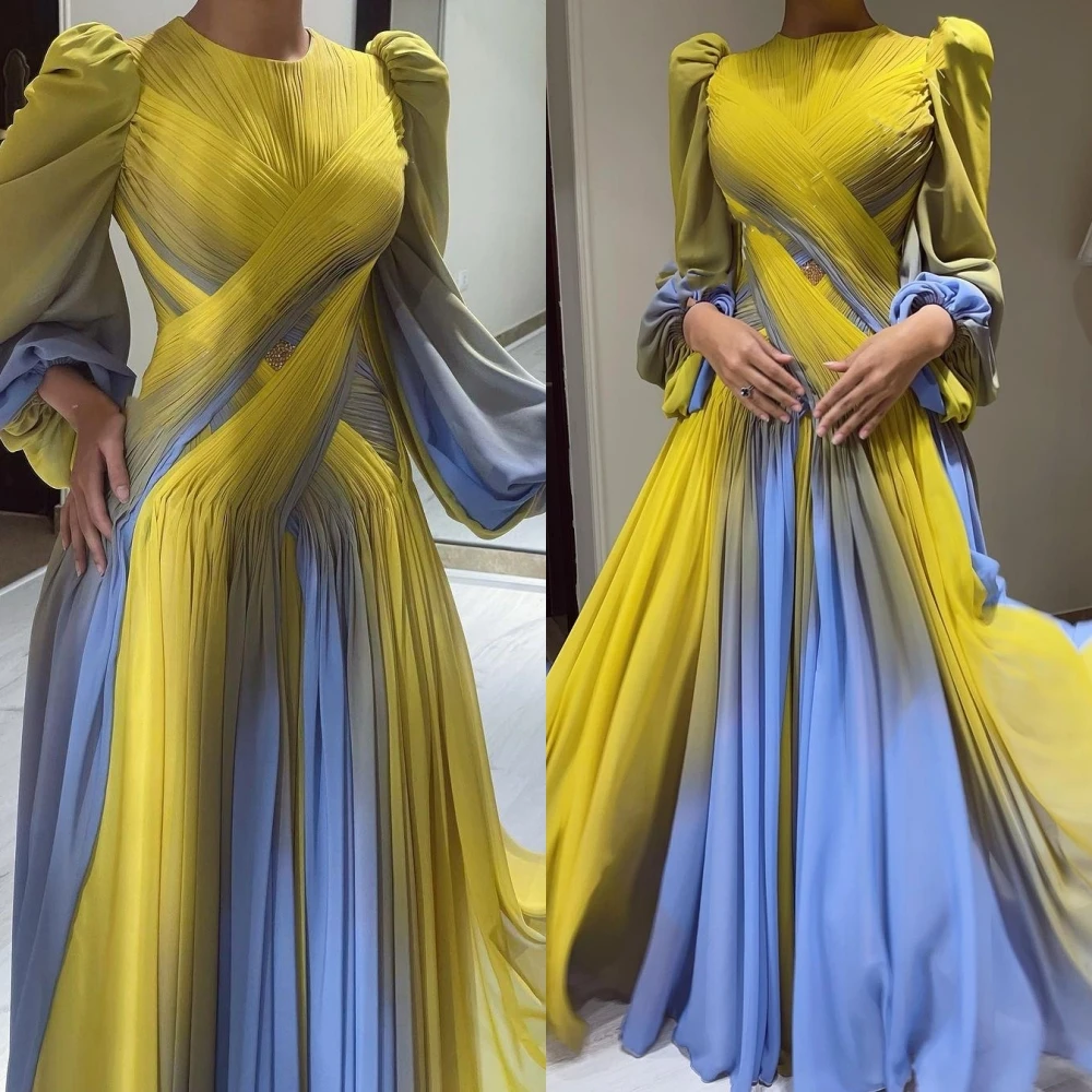 Retro High Quality Jewel Ball Gown Floor Length Celebrity Dresses Draped Evening  ladies dresses for special occasions