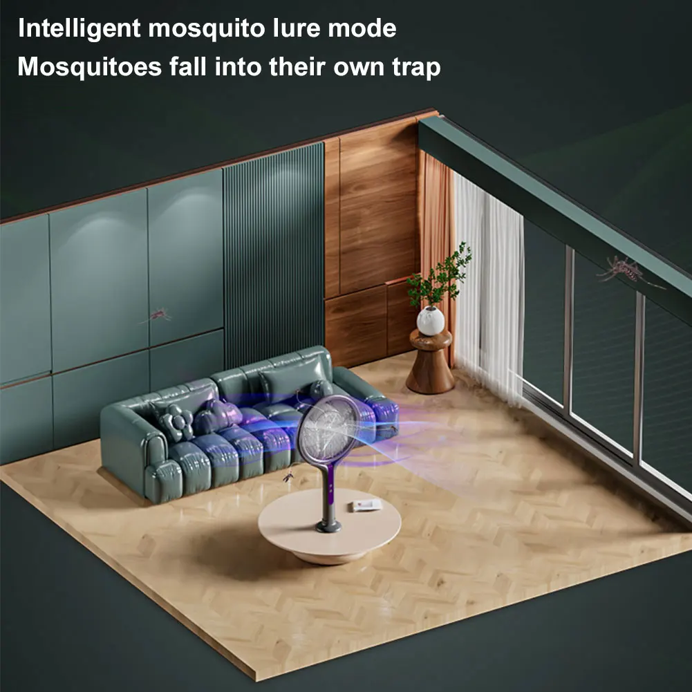NEW USB Electric Fly Swatter Extendable Mosquito Swatter with Rotating Head 2 in 1 Mosquito Trap Light for Camping Home Garden image 6