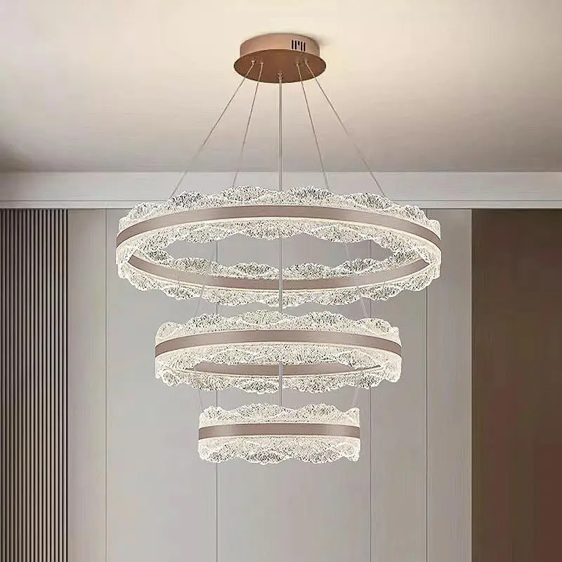 Luxury flower Circle Pendant Light led Acrylic lamp for Living Dining Room Bedroom Modern Home Decoration Suspension Lamp