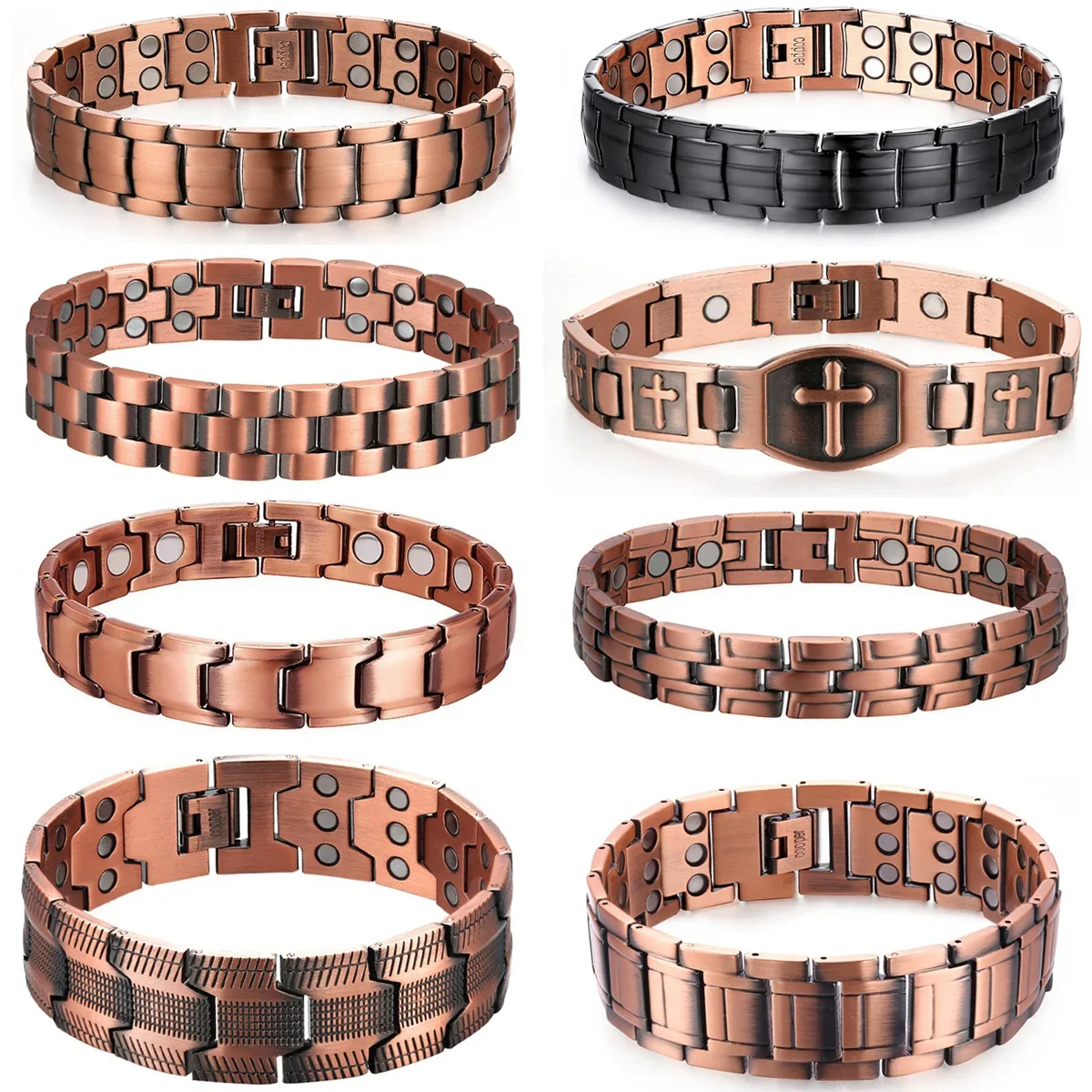 Elegant Mens 99.9% Solid Pure Copper Magnetic Bracelet Effective Ultra Strength Adjustable Length Magnets Bracelets Wholesale