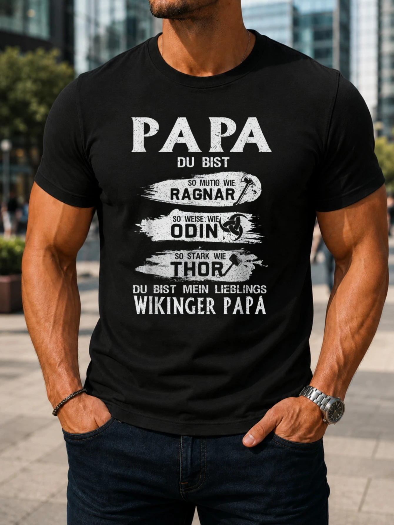 Papa German Quote  Ragnar Odin Thor Text Axe Icons Favorite Dad Theme Unisex All  Unisex All T-Shirt