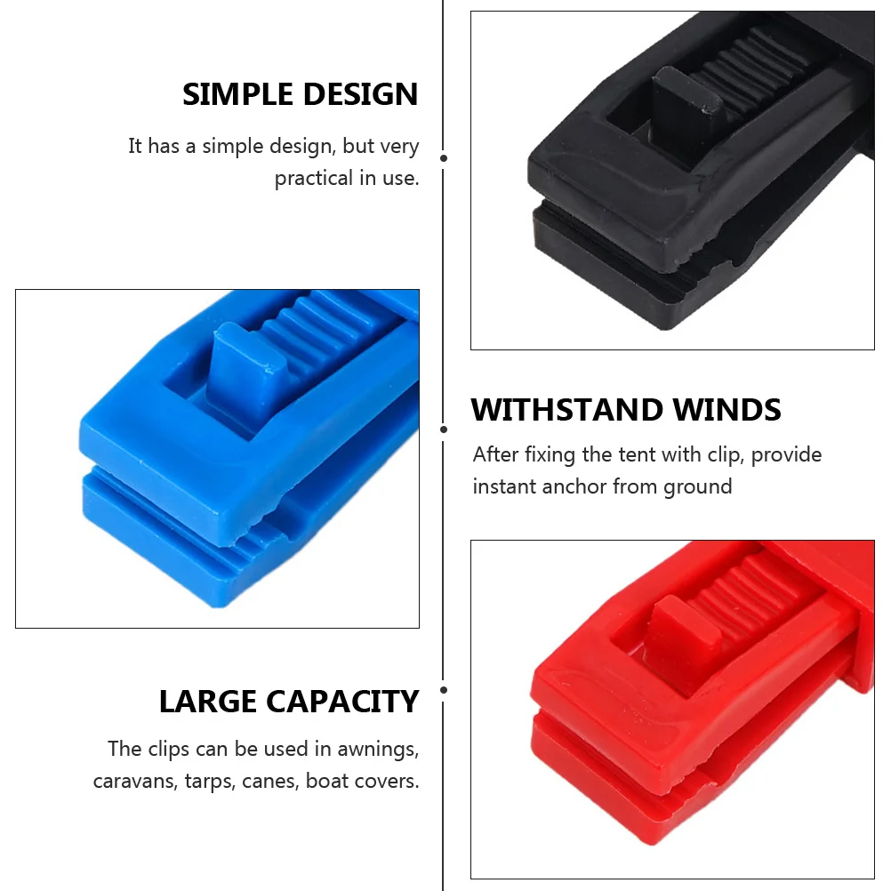 

24 Pcs Windproof Fixing Buckle Tarp Clips Awning Clamp Camping Hooks for Rv Canopy