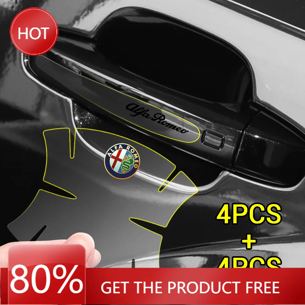 Hub Caps 8pcs PVC Transparent Car Door Handle Protector Film Anti Scratch Stickers For Alfa Romeo 159 Giulietta 147 Giulia Car A