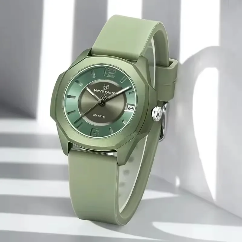 NAVIFORCE 7107 Mode frauen Quarzuhr Einfache Kalender Casual Sport Wasserdichte Silikon Armband Damen Armbanduhr reloj mujer